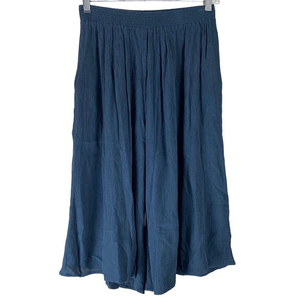 Noul Size Small Gaucho Pants Navy Blue Capri Shorts Elastic Waistband Flare Leg